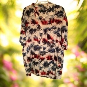 George shirt red, white and blue leaves nice material short sleeve size …